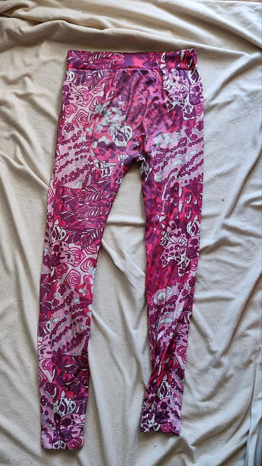 Leggings M pink/rosa/lila/weiß Thermo hose Blume Freizeit Fitness in Schwedt (Oder)