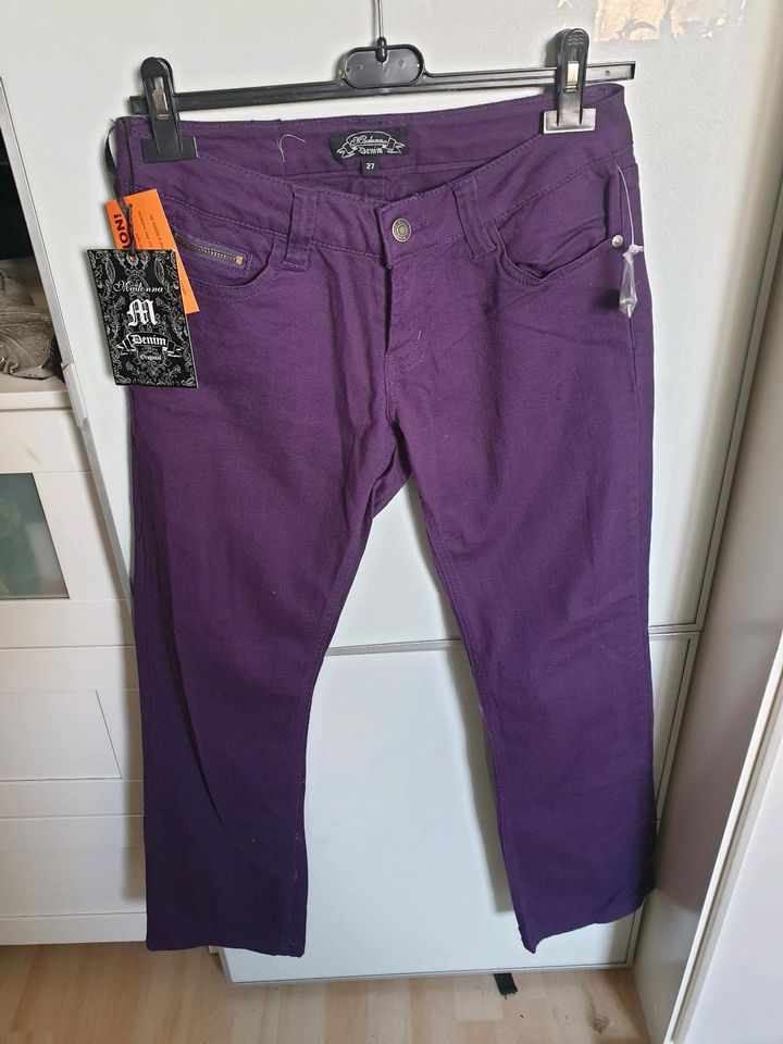 Hose NEU mit Etikett Jeans 38 M Damen lila Madonna Hose Damen in Euskirchen