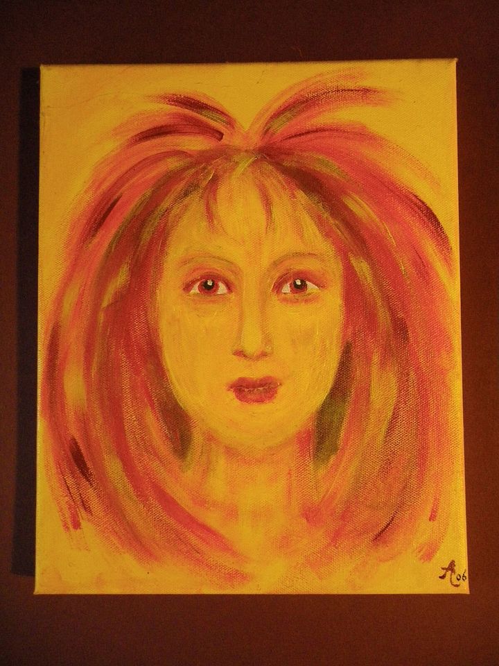 Wilde Frau (Wild Woman) Acryl auf Leinwand 30 x 24 cm sign.2006 in Rastenberg