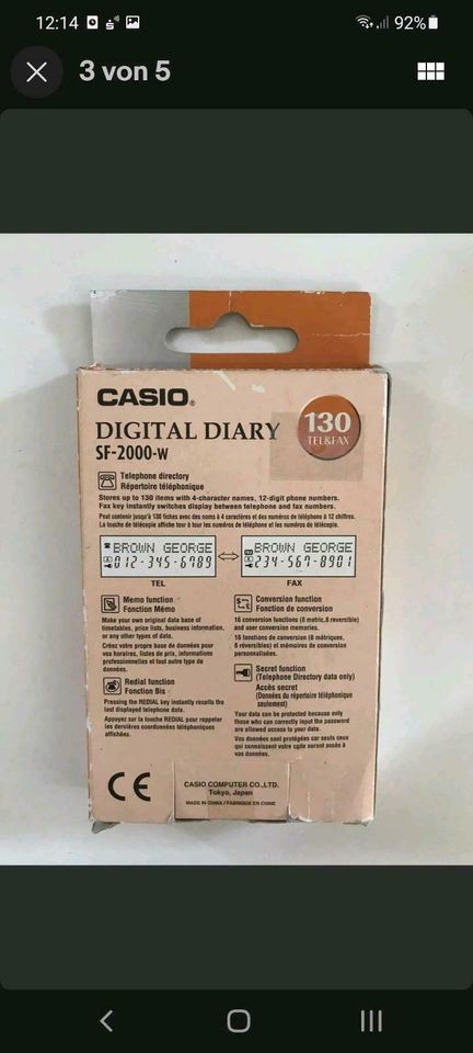 Rechner CASIO SF 2000w Taschenrechner Digital Diary Datenbank in Plankstadt