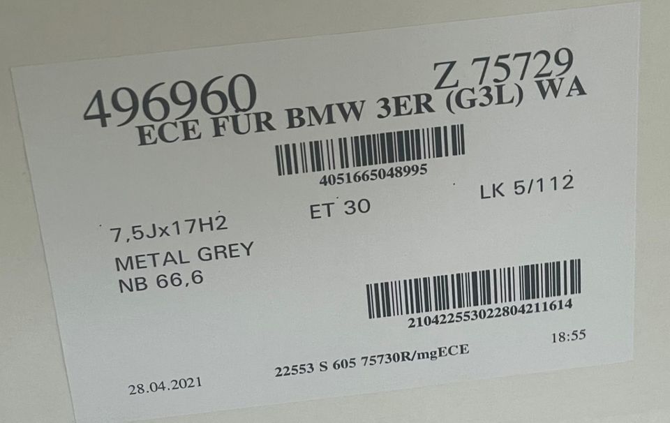 4 neue  Alu Borbet Z metal grey 7,5x17 5-112 ET30 BMW 1er X1 X2 2 in Burtenbach