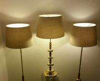 Messing Retro 70er80er Vintag Stehlampe Tischlamp beige Holz Mitte - Tiergarten Vorschau