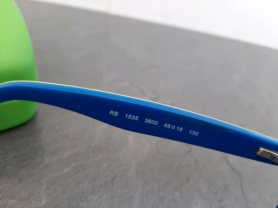 Ray Ban Kinder Brille brillengestell blau lime XXL Bügel Logo in Winnenden