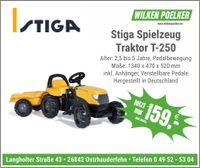 Stiga Spielzeugtraktor Mini T-250 mit Pedale und Anhänger Niedersachsen - Ostrhauderfehn Vorschau