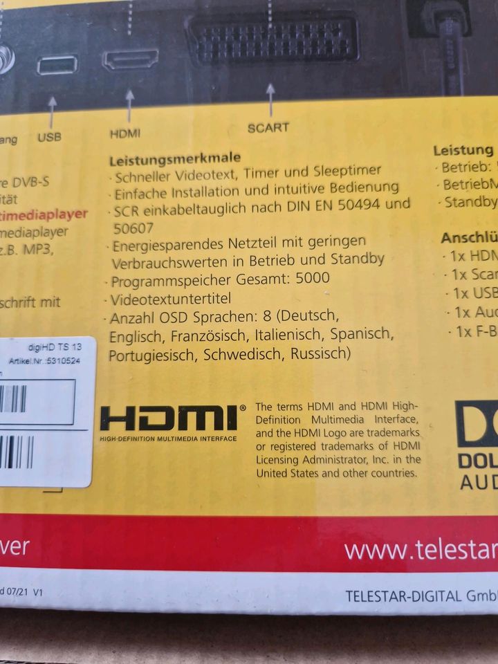 HDTV-Satellitenreceiver - Telestar digiHD TS 13 in Rheinmünster