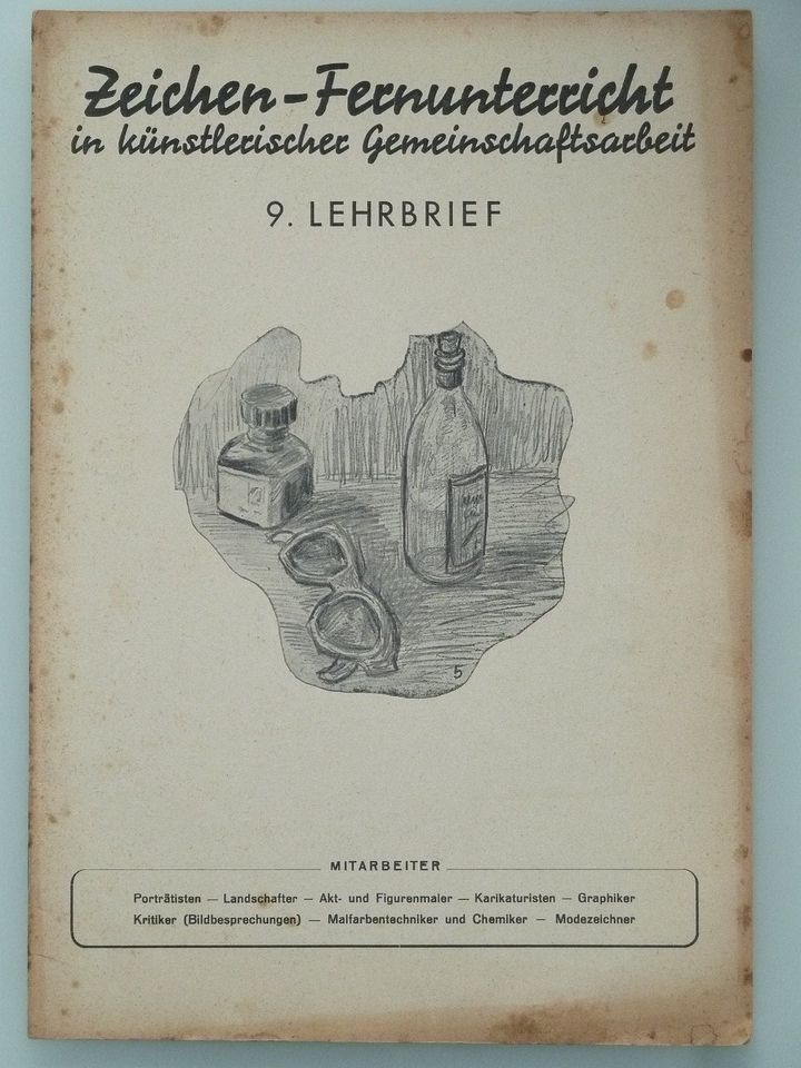 Zeichen-Fernunterricht in künstlerischer Gemeinschaftsarbeit 50er in Geldern