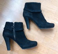 Wildleder Stiefeletten mit "Socke"Gr.38, schwarz Berlin - Steglitz Vorschau