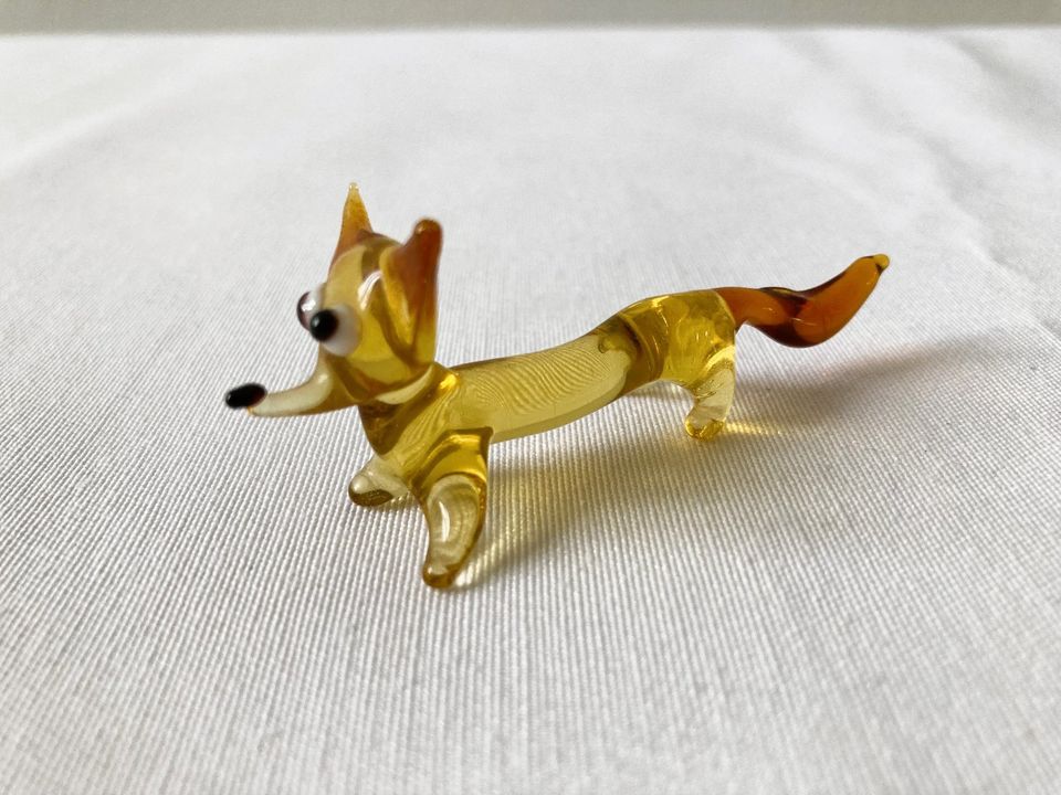 Vintage Glasfigur Fuchs 1970er – bernsteinfarben in Köln