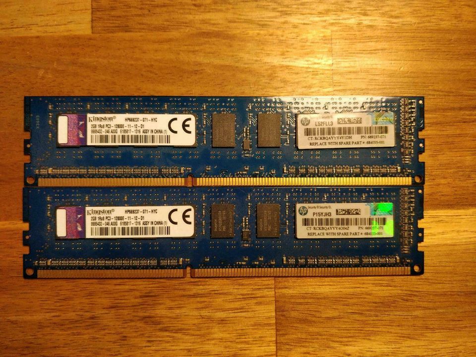 4GB DDR3-1600 RAM Arbeitsspeicher 2x 2GB Kingston PC3-12800 in Bayern -  Augsburg | Speicher gebraucht kaufen | eBay Kleinanzeigen ist jetzt  Kleinanzeigen