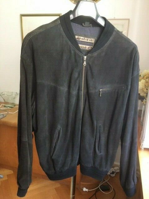 Velourlederjacke Lederjacke Velour blau/scharz 54 / XL in Berlin