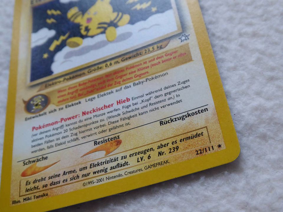 14 Pokemon Sammelkarten Neo Genesis (2000) Elekid (22/111) in Friedrichshafen