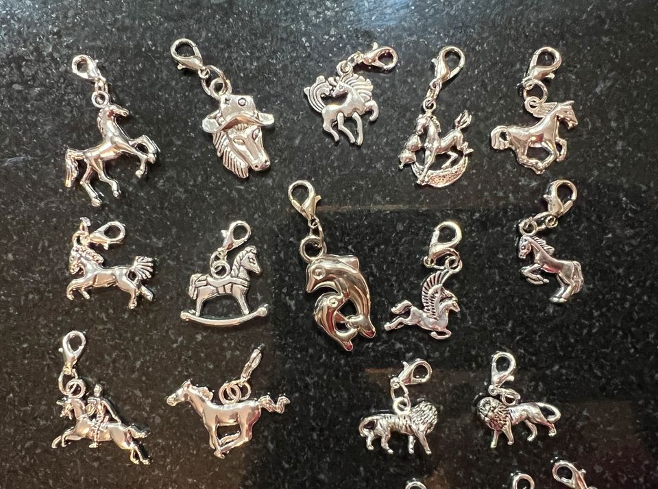Charms, Silber, Pferd, Elefant, Löwe, Flamingo, Hund, Delphin, in Nürnberg (Mittelfr)