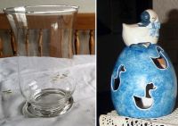 1 Windlicht Vase aus Glas / Kerzenhalter + Gänsewindlicht Gänse Schleswig-Holstein - Bad Oldesloe Vorschau
