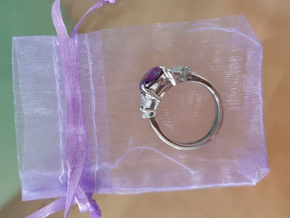 Ring - Edelstahl - Zirkonium Lila Amethyst - T 57 (18.1) in Freilassing