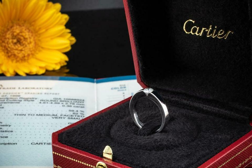 Cartier Solitär Ring mit Diamant Brillant 0,36 Ct Weißgold Gr. 49 in Wegberg