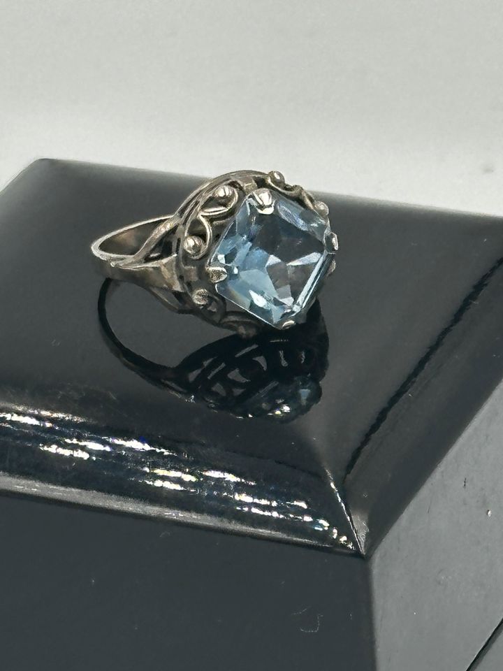 Jugendstil Ring mit blauen Topas Silber 835 in Berlin