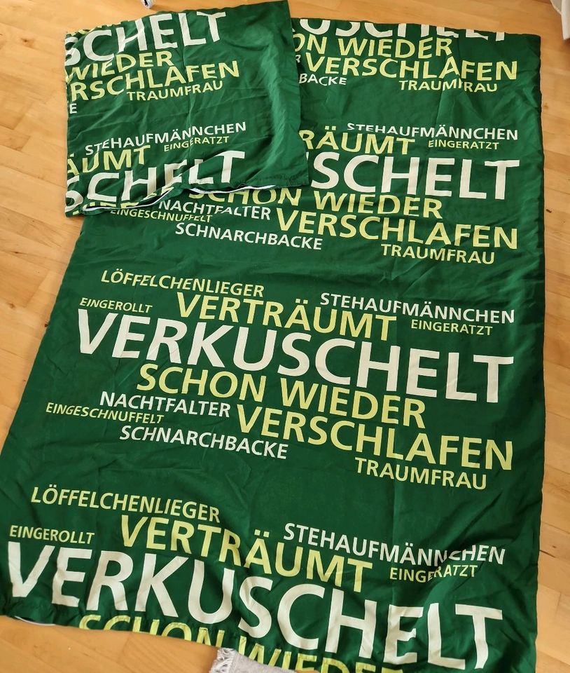 Bettwäsche grün Reißverschluss Standardgröße Decke bis 1,20x2m in Fürth