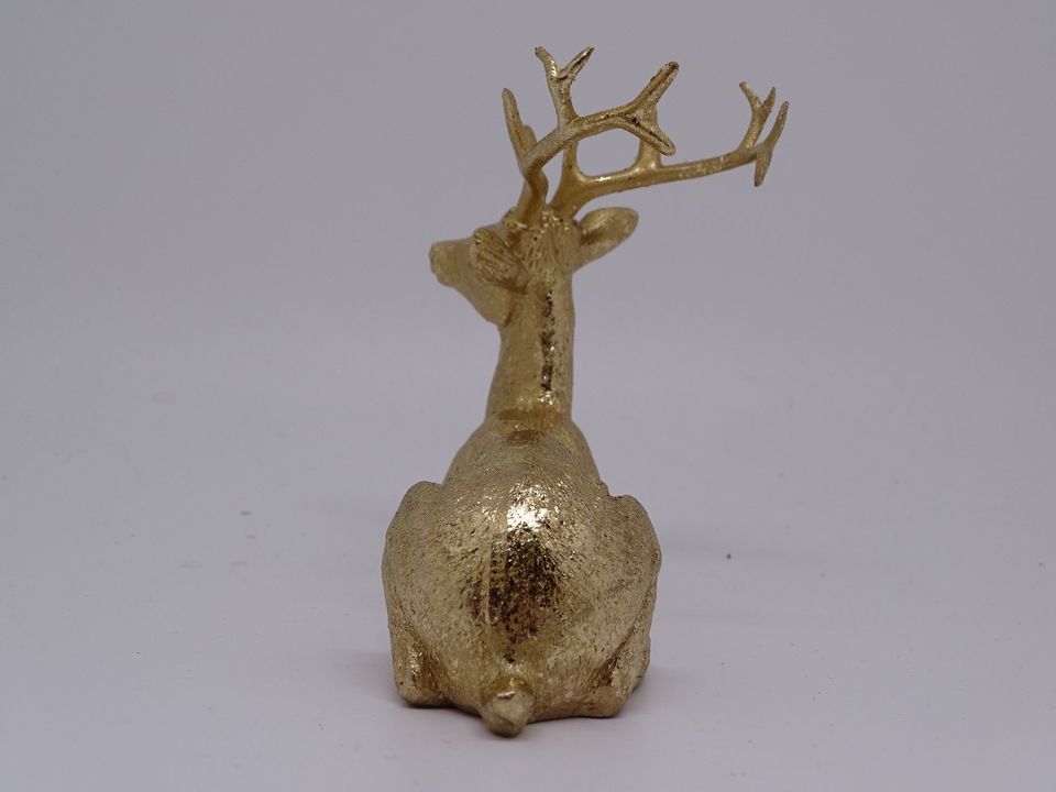 Hirsch Reh Figur liegend gold glitzernd Weihnachtsdeko Neuware in Wiesbaden