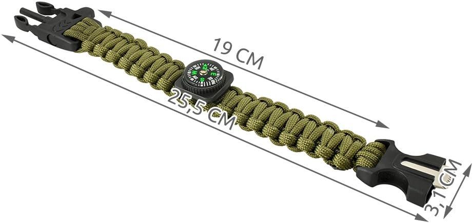 Survival Armband 3m Kompass Feuerstein Signal-Pfeife Paracord in Berlin