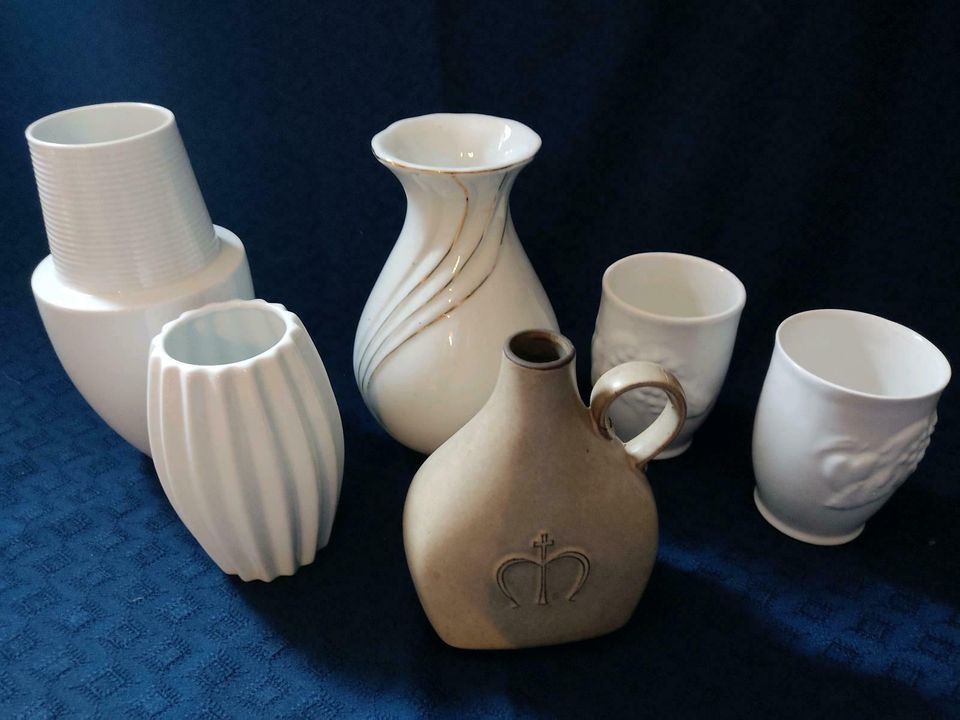 Set Vasen Keramik weiß braun Blumenvase Flohmarkt in Damme