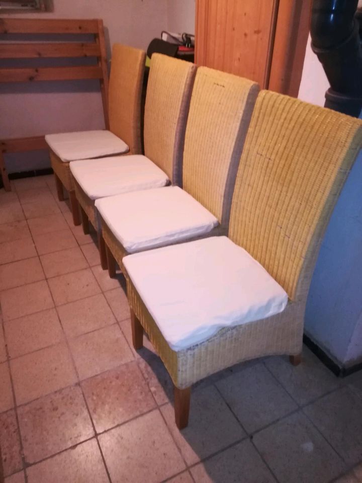 4 Korbstühle mit Sitzkissen in Marburg