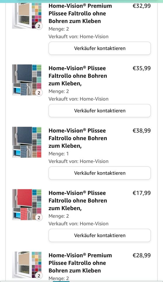 Home Vision Premium Plissee ohne Bohren - verschiedene Größen in Piding