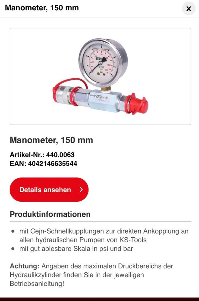 Ks Tools Hydraulik-Einheit 22t, mit Hydraulik-Pumpe 15 tlg. in Remscheid