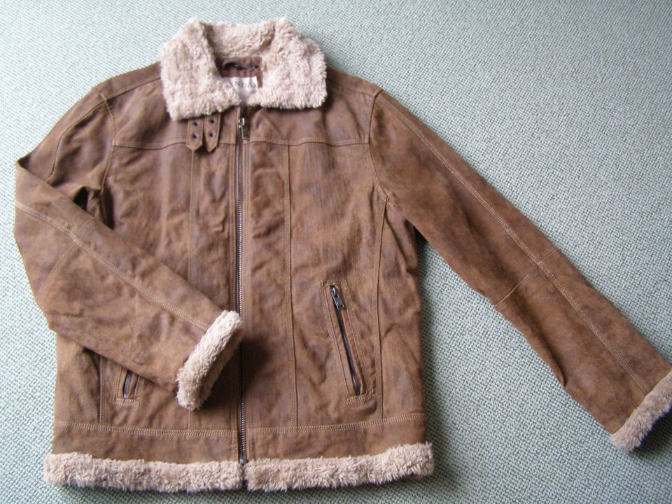 NEU - Echtleder Lederjacke mit Kunstfell Gr. 50 von Canda by C&A in Wittgensdorf