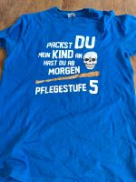T-Shirt Herren Gr M Blau Spruch Packst du mein Kind an Brandenburg - Michendorf Vorschau