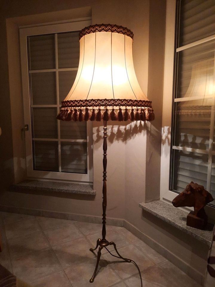 Chippendale Vintage Stehlampe mit Messingfuß in Ettringen
