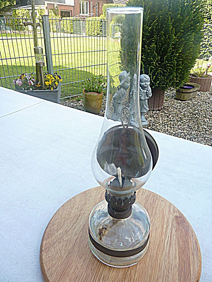 Petroleumlampe mit Glasbehälter+Zylinder,Docht,Oese zum Aufhängen in Kalkar