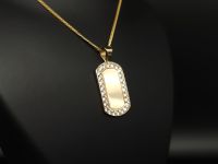 Anhänger 14k 585 Gold Gelbgold Zirkonia Dog Tag Military LXY138 Düsseldorf - Eller Vorschau