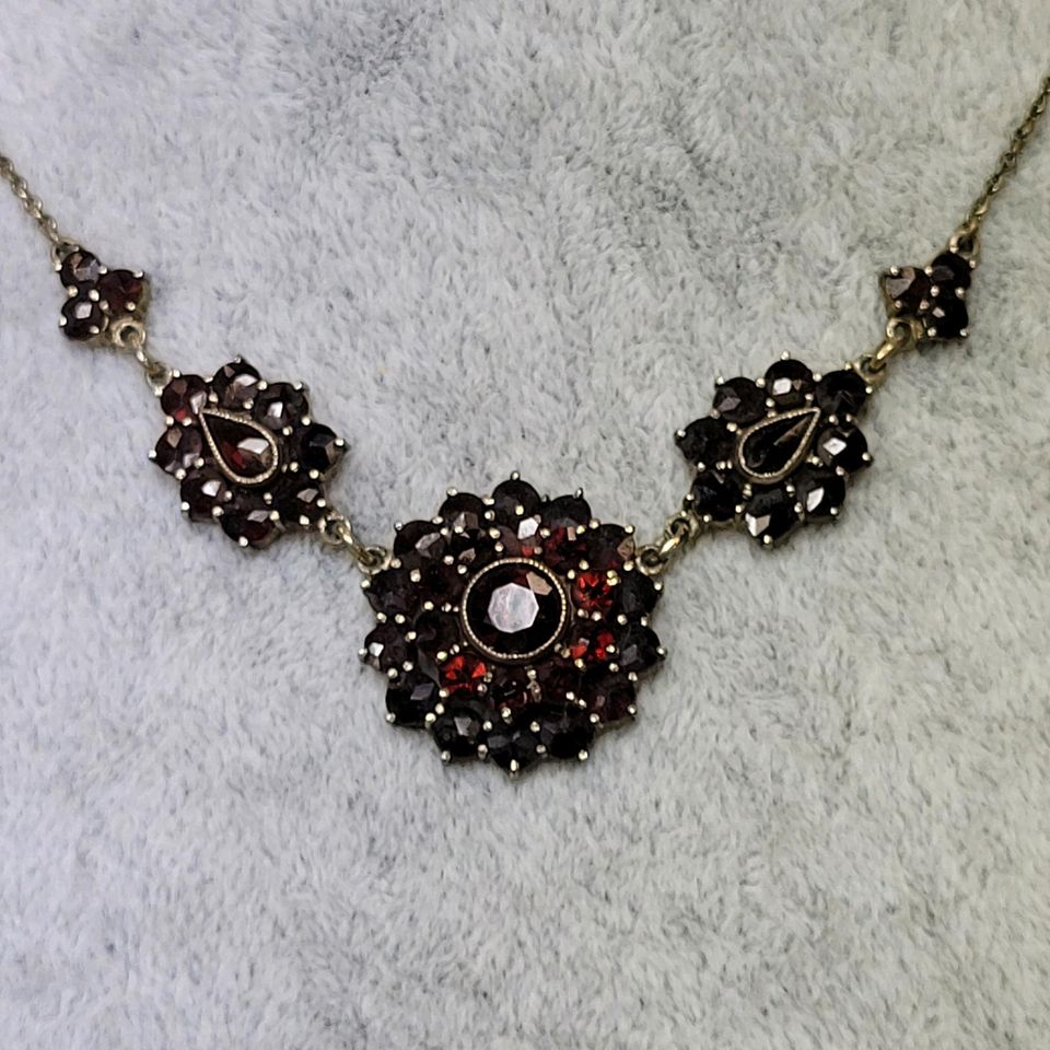 ❤Antikes jugendstil Granatcollier Handarbeit um 1900 in Essen