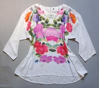 H&M | luftige Satin Bluse Shirt Top | weiß florales Design | 38 Bremen - Neustadt Vorschau