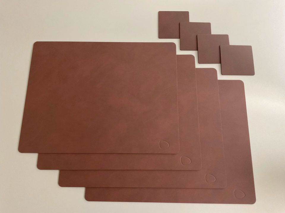 LindDNA - 4 x Tischset Square L + Glass Mats - Nupo - dark brown in Stuttgart