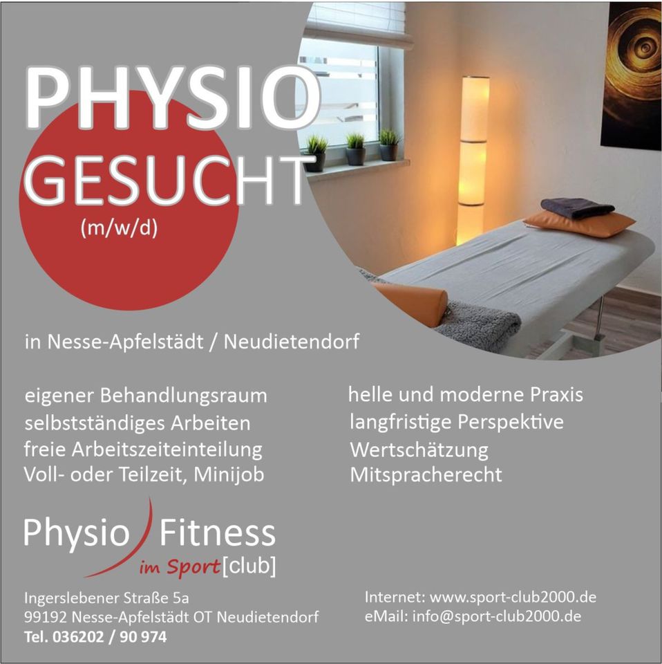 Tätigkeit als Physiotherapeut & Masseur Nähe Erfurter Kreuz in Neudietendorf