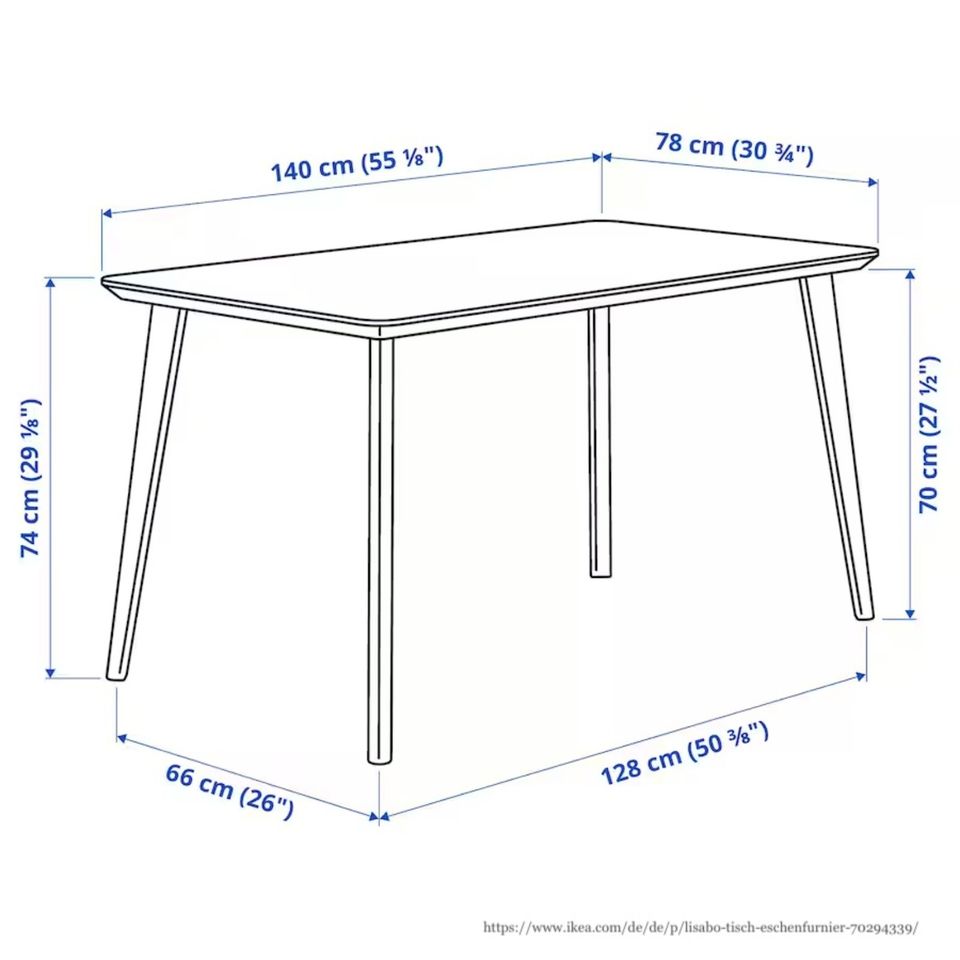 IKEA LISABO Tisch, Eschenfurnier, 140 x 78 cm in Lübeck