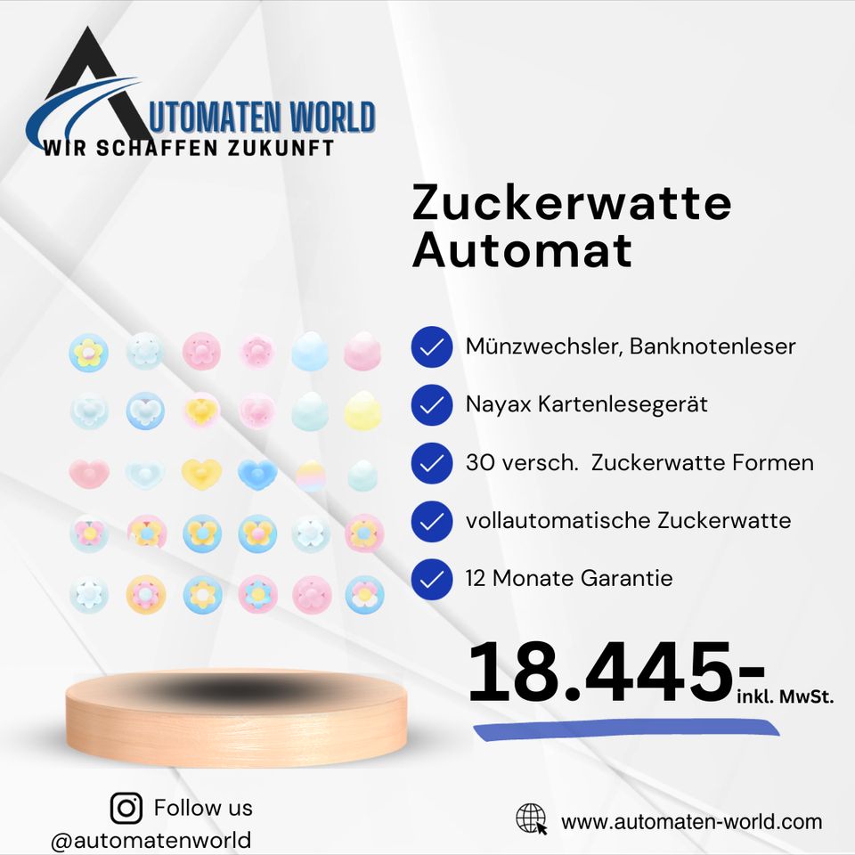 Zuckerwatte Automat Verkaufsautomat + 12 Monate Garantie in Untermünkheim