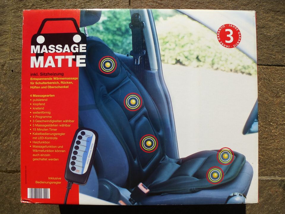 MASSAGEMATTE für AUTOSITZ & SITZHEIZUNG KFZ Fahrer Auto Sitz 12V