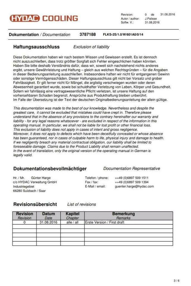 HYDAC Luftkühler / Spindelkühlung FLKS-2S/1.0/W/601A0/0/14 in Stuttgart