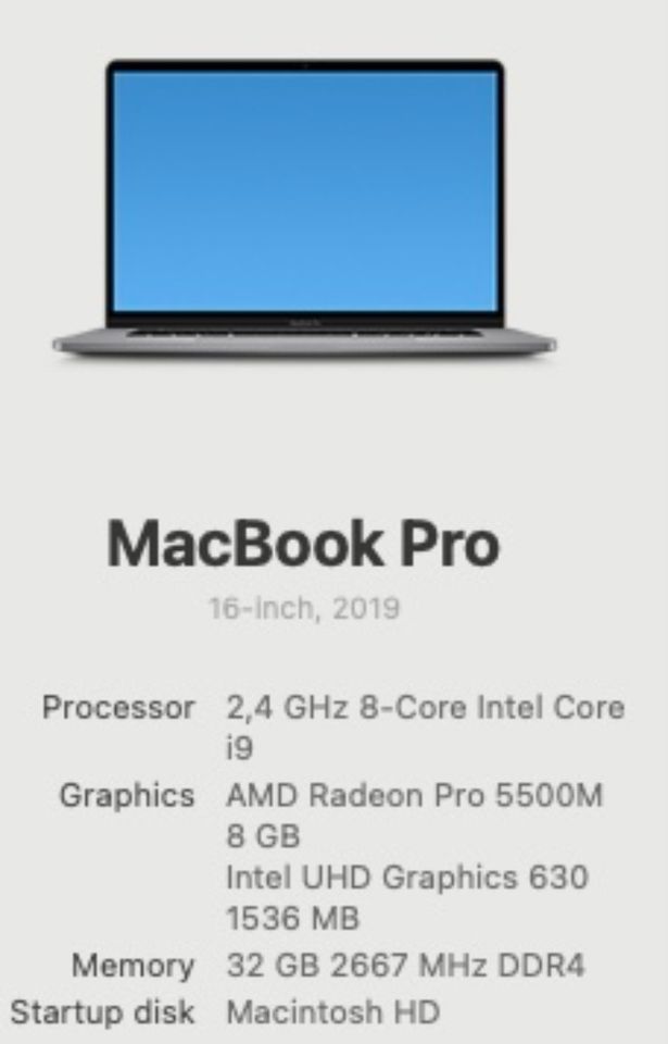 Macbook Pro 16" 2019 /1TB SSD / i9 / 32GB / AMD Radeon Pro 5500M in Stuttgart