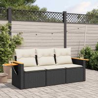 3-tlg. Garten-Sofagarnitur mit Kissen Schwarz Poly Rattan Couch Hessen - Weilburg Vorschau