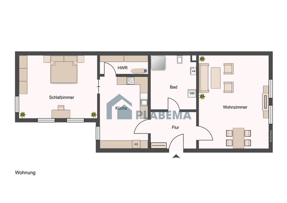 Modernisierte 2-Zimmer- Wohnung mit Einbauküche im Erdgeschoss in Parchim