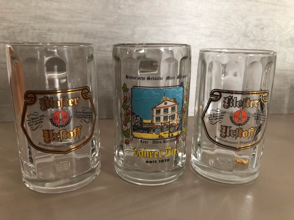 Bierkrüge/4x0,3 Lohrer Bier und 3x0,3 + 4x0,25 Kloster Urstoff in Röttenbach (bei Erlangen)