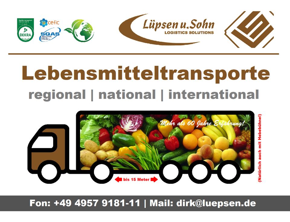 Spedition | Logistik | Lebensmitteltransporte in Filsum