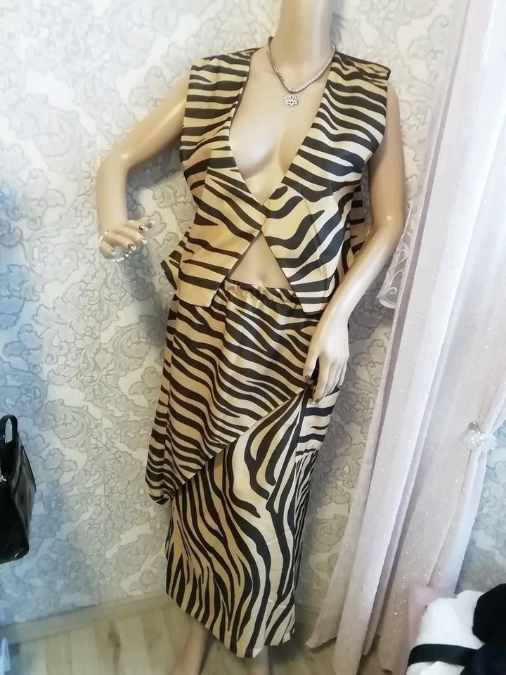 Sommerkleid 2 Teiler Bluse+Maxirock Zebra Muster Gr 40 in Düren