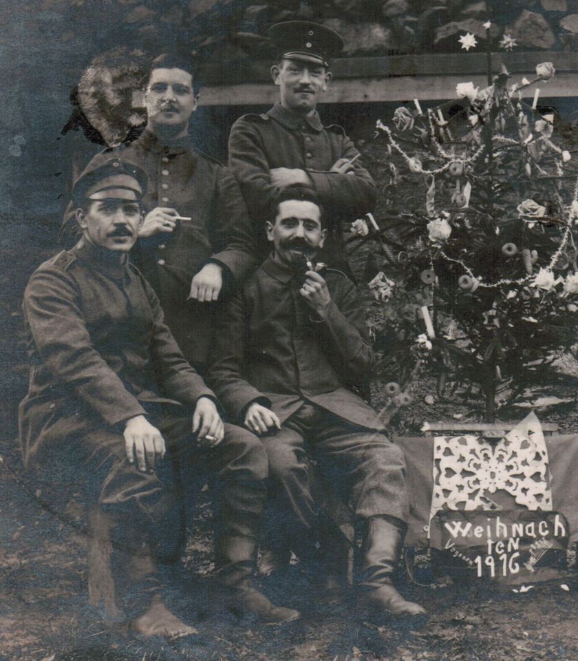 Feldpost Foto, 1., Weltkrieg, Gruppenfoto, Kriegs - Weihnachten in Sinsheim