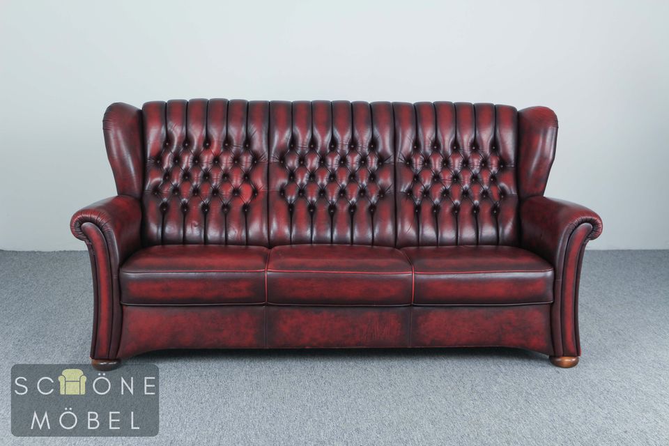 Chesterfield Design 3er Sofa 3 Sitzer Ledersofa Echtleder Leder in Berlin