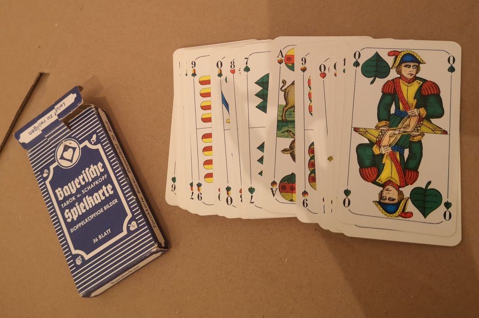 ✿ Antik Rundecken Schafkopf Tarok Bayerische Spielkarte Schmid in Mannheim