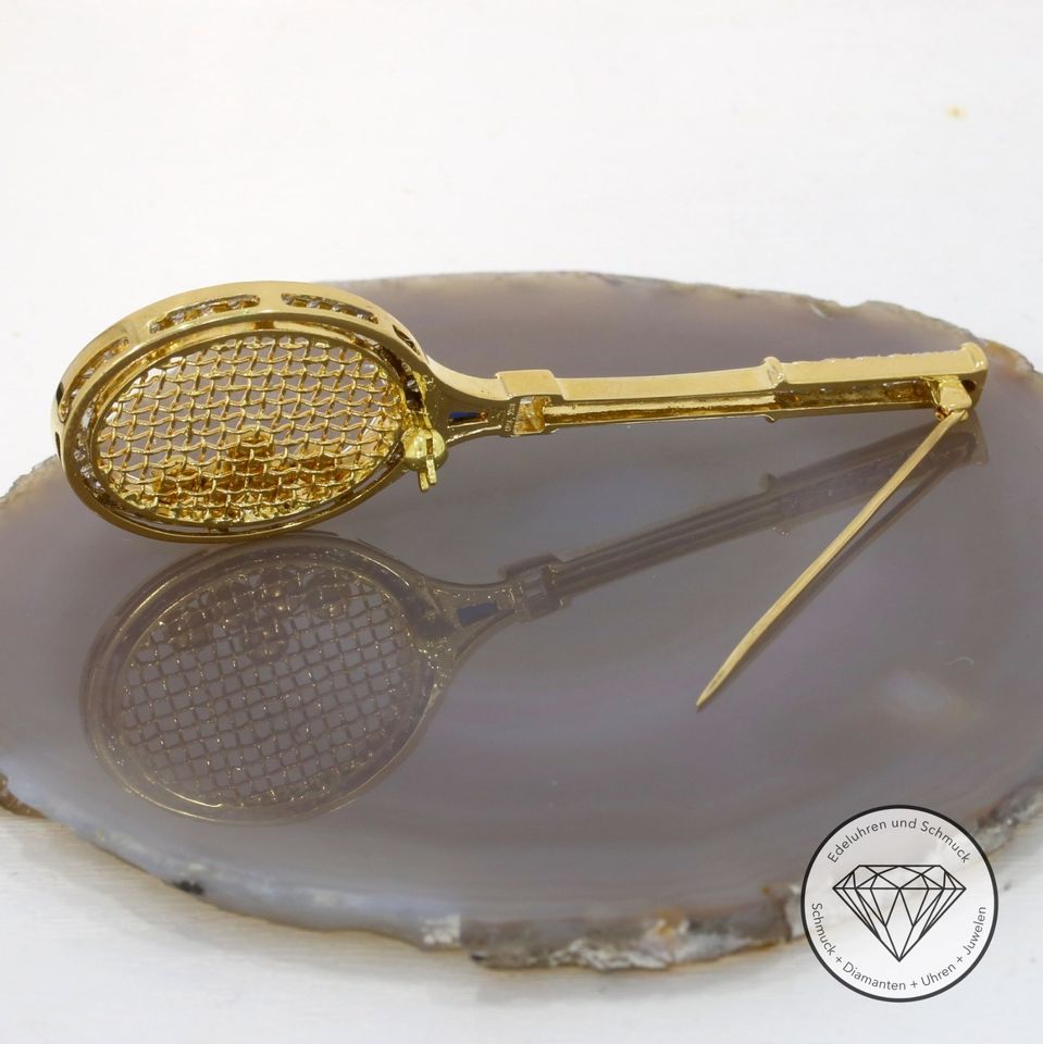 M*198414 Wert 4.150,- Tennis Diamant Brosche 750 Gold 18k XXYY in Essen